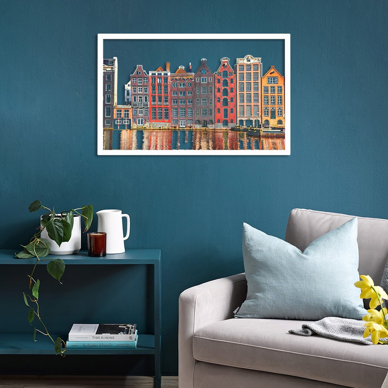 Decoratiune de perete, Amsterdam Houses, 45 x 70 cm, Alb - imagine 4